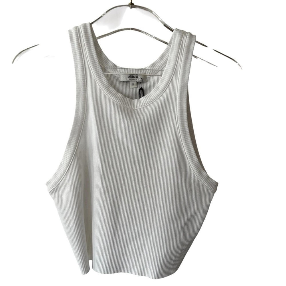 AGOLDE BAILEY CROPPED TANK RACER BACKRIBBED, COOL GIRL, MINIMALIST SZ MEDIUM - Picture 3 of 10